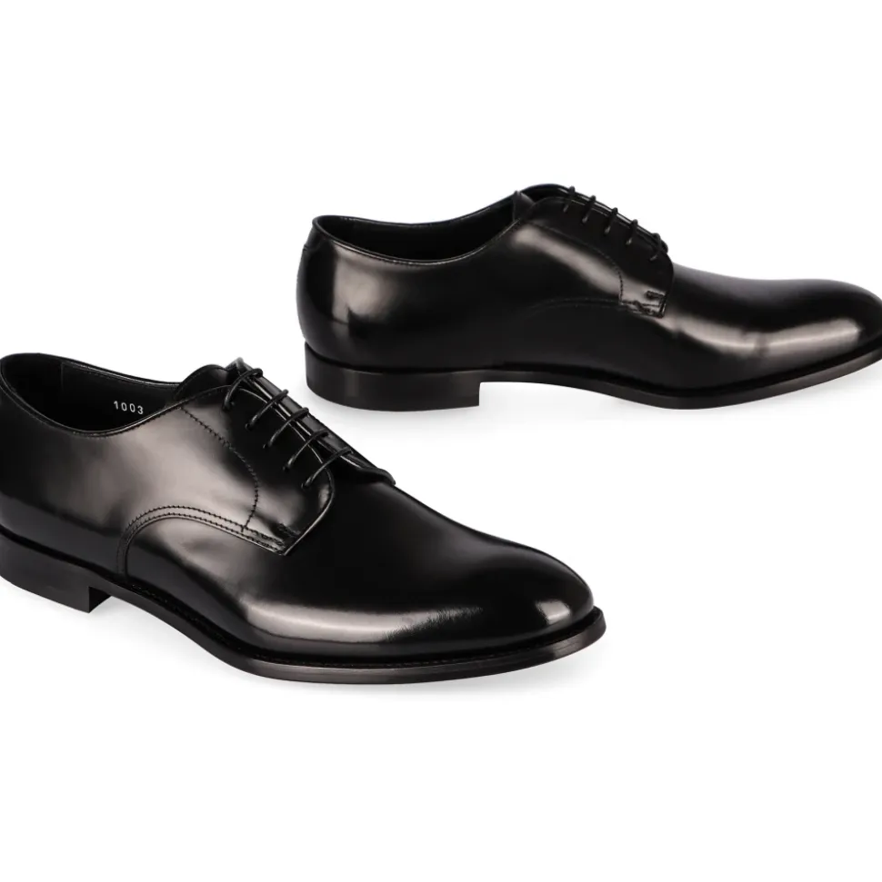Schnürschuhe aus Leder mit runder Spitze