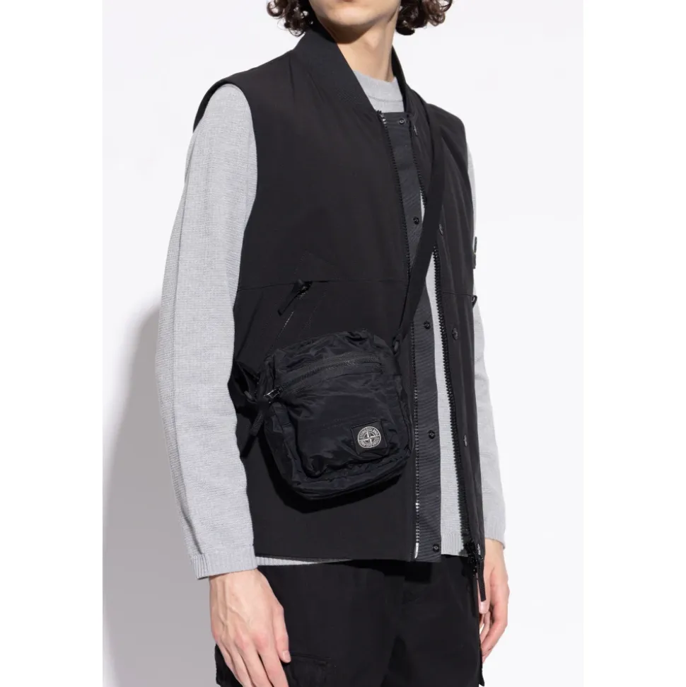 Schultertasche mit Logo-Patch