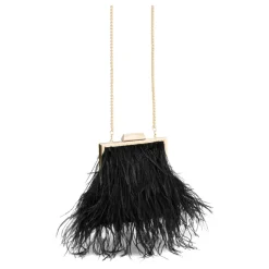 Schwarze Abendhandtasche mit Federn