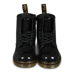 Schwarze Biker Boots aus Lackleder Lamper