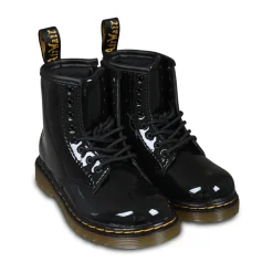 Schwarze Biker Boots aus Lackleder Lamper