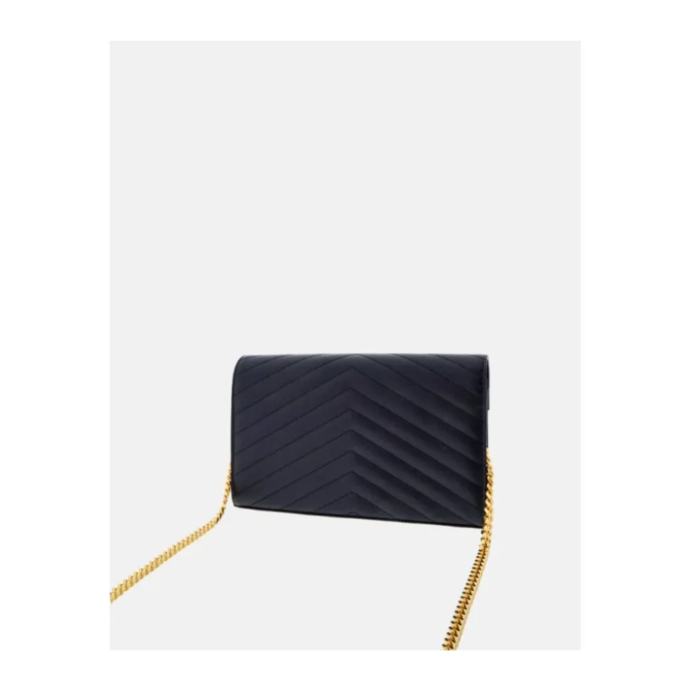 Schwarze Cassandre Lederketten-Tasche