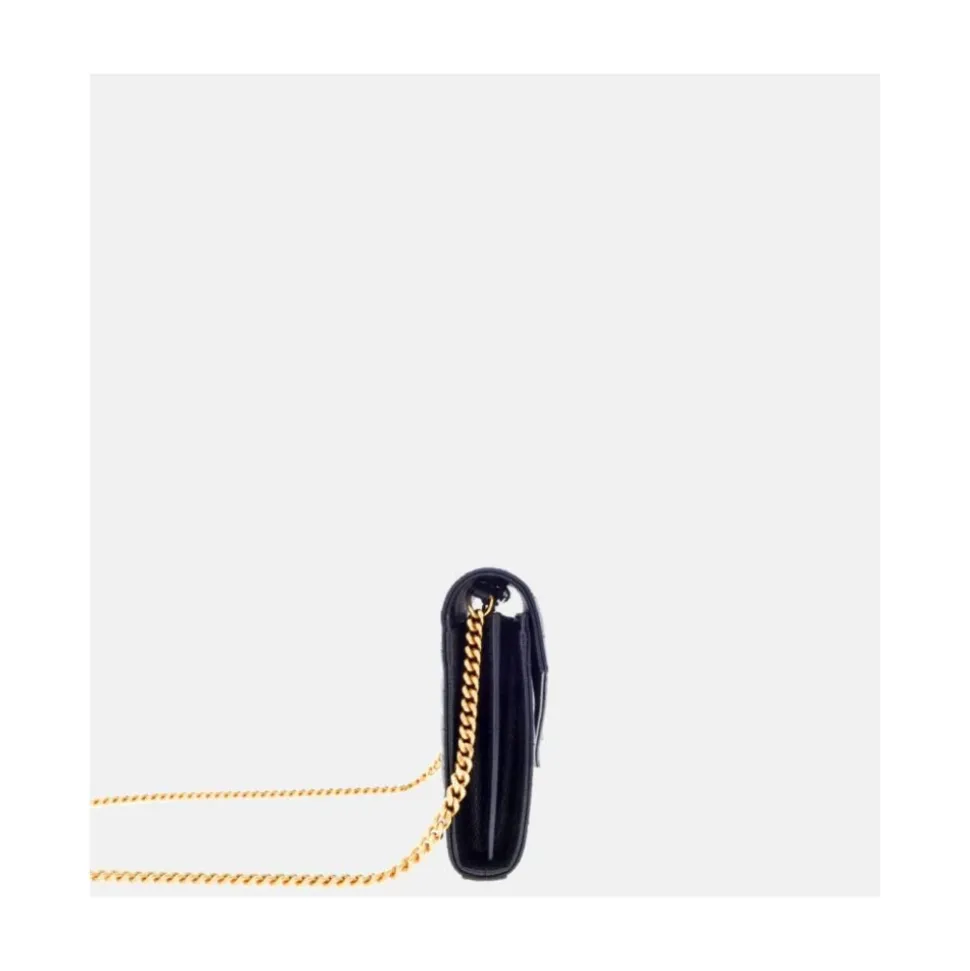 Schwarze Cassandre Lederketten-Tasche