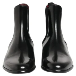 Schwarze Chelsea Slip On Mid Calf Stiefel