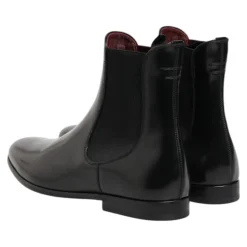 Schwarze Chelsea Slip On Mid Calf Stiefel