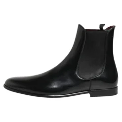 Schwarze Chelsea Slip On Mid Calf Stiefel