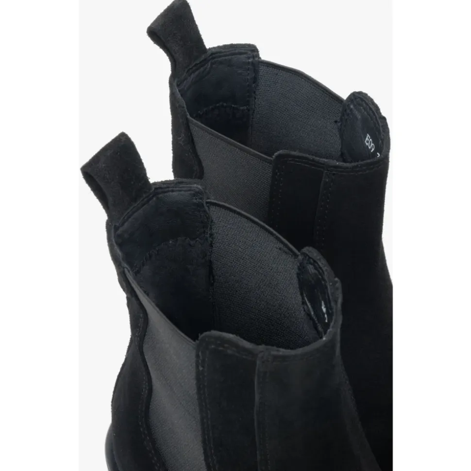 Schwarze Chelsea-Boots für Damen aus Premium-italienischem echtem Velours