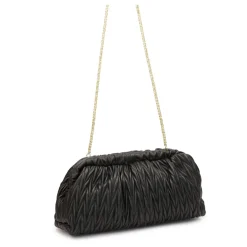 Schwarze Clutch-Tasche mit gestepptem Muster