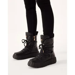 Schwarze Damen-Schneestiefel mit dicker Sohle