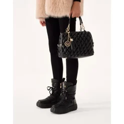 Schwarze Damen-Schneestiefel mit dicker Sohle