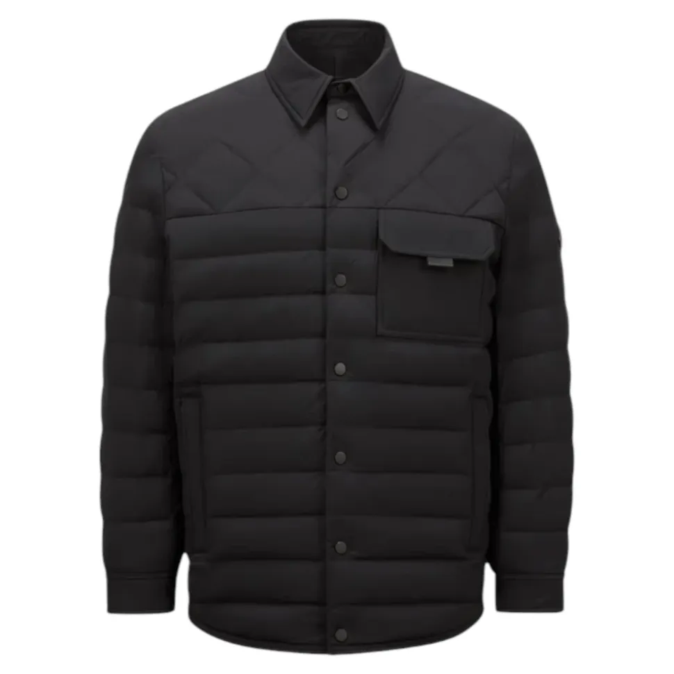 Schwarze Daunenhemdjacke mit Stretch