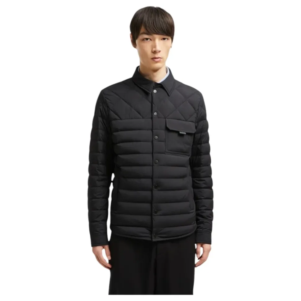 Schwarze Daunenhemdjacke mit Stretch