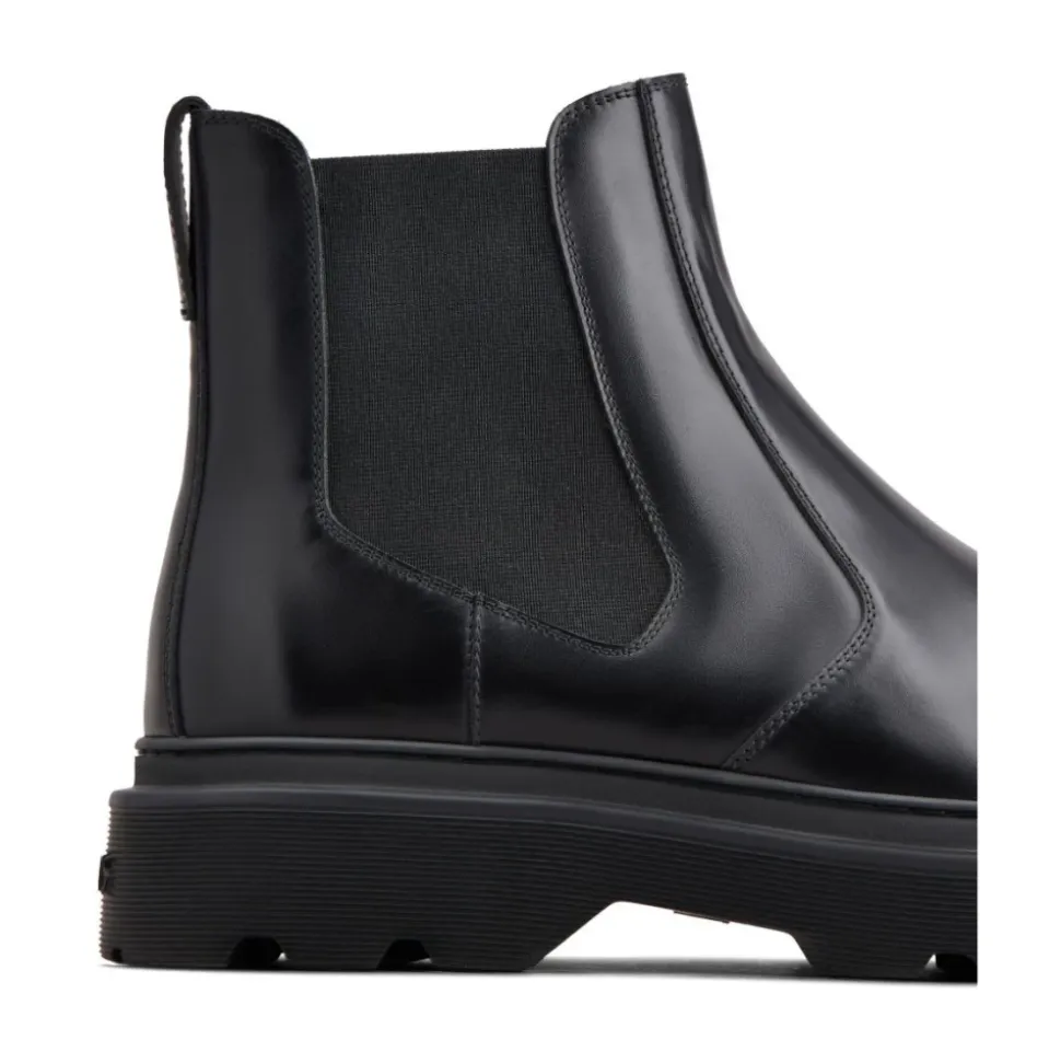 Schwarze elastische Seiteneinsatzstiefel