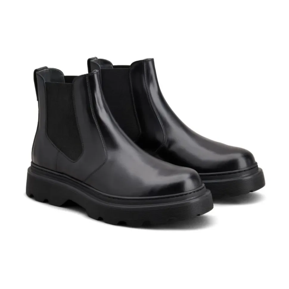 Schwarze elastische Seiteneinsatzstiefel