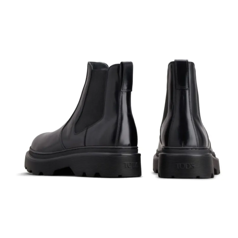Schwarze elastische Seiteneinsatzstiefel