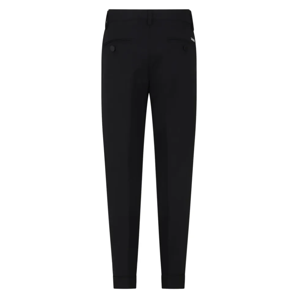 Schwarze elegante Hose mit Metalllogo