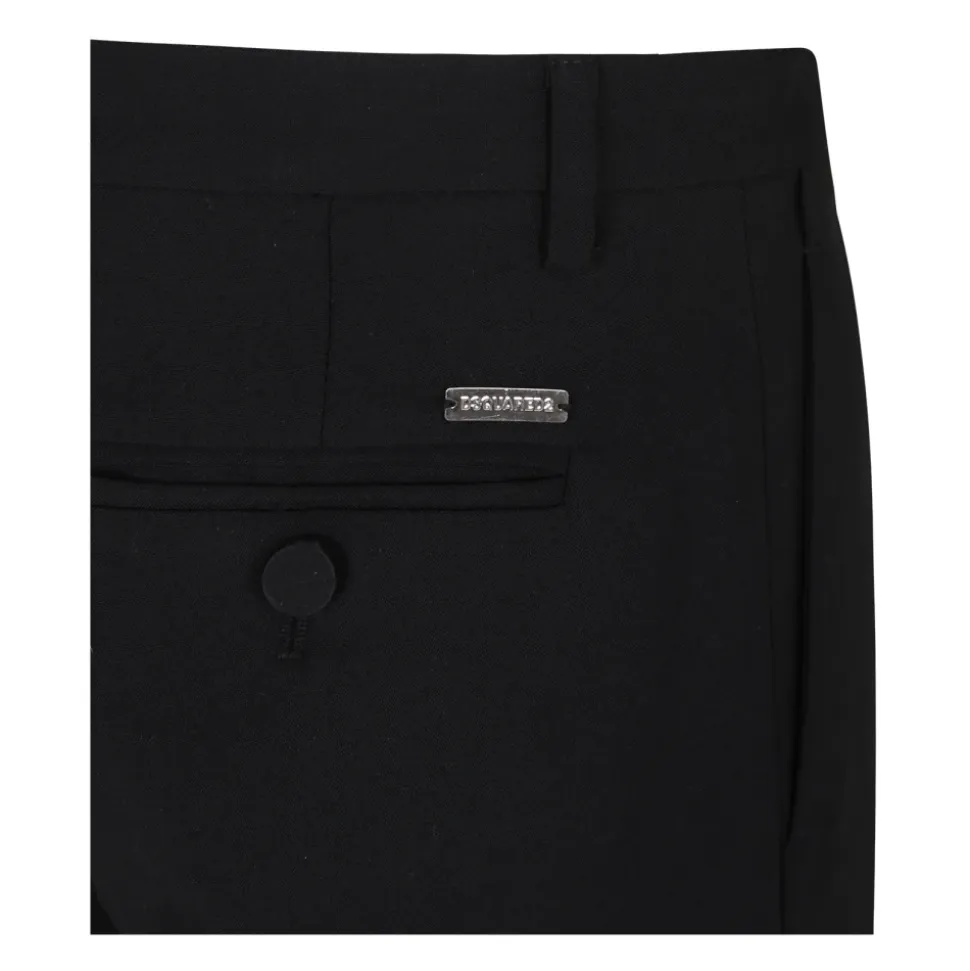 Schwarze elegante Hose mit Metalllogo