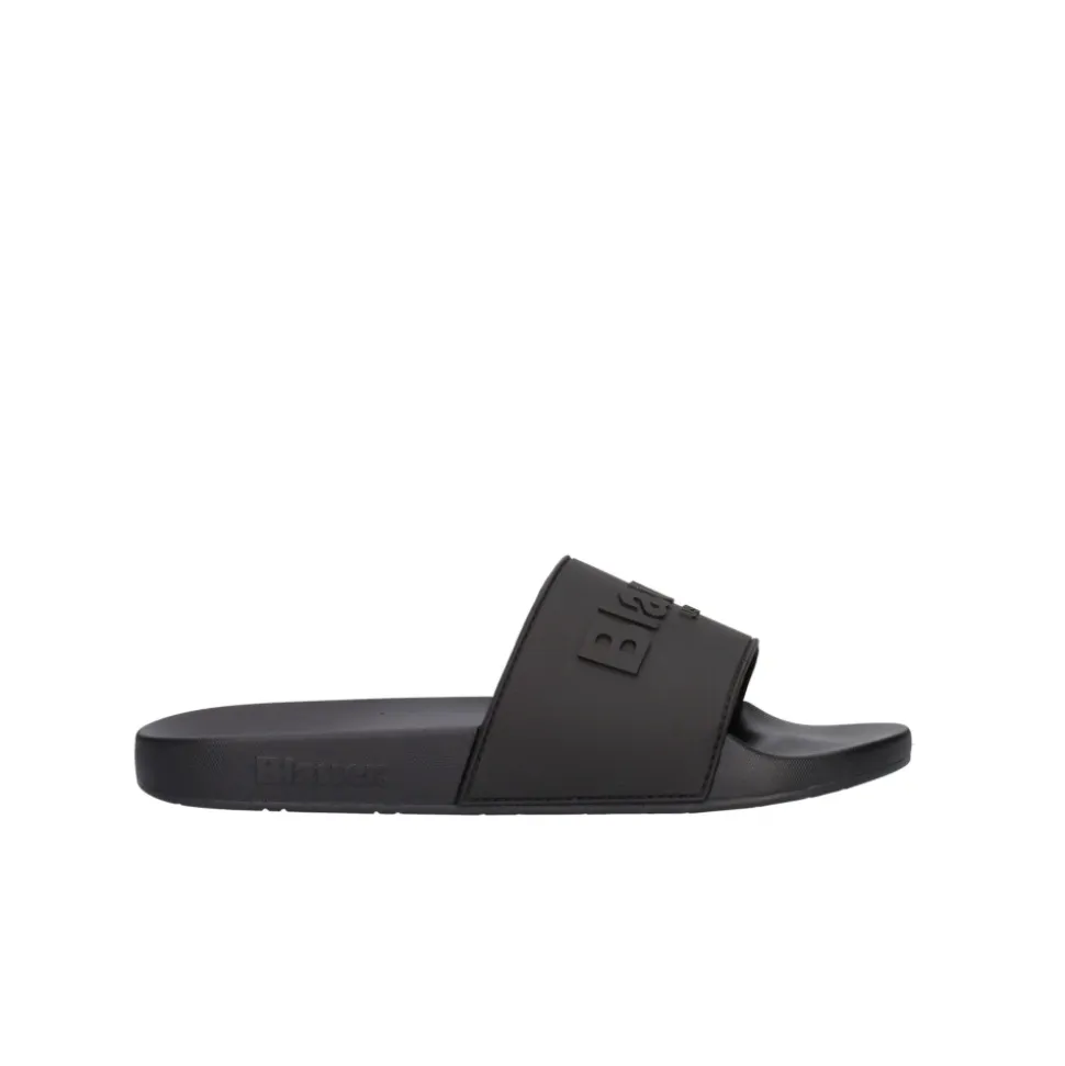 Schwarze Flip Flops und Slider