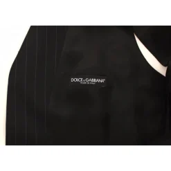 Schwarze Gestreifte Woll Seiden Kleid Weste