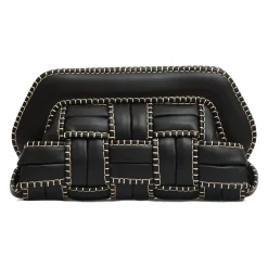 Schwarze Gewebte Gesteppte Clutch Tasche