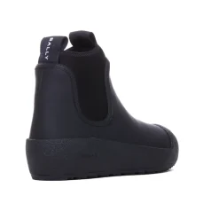 Schwarze gummierte Kalbsstiefel