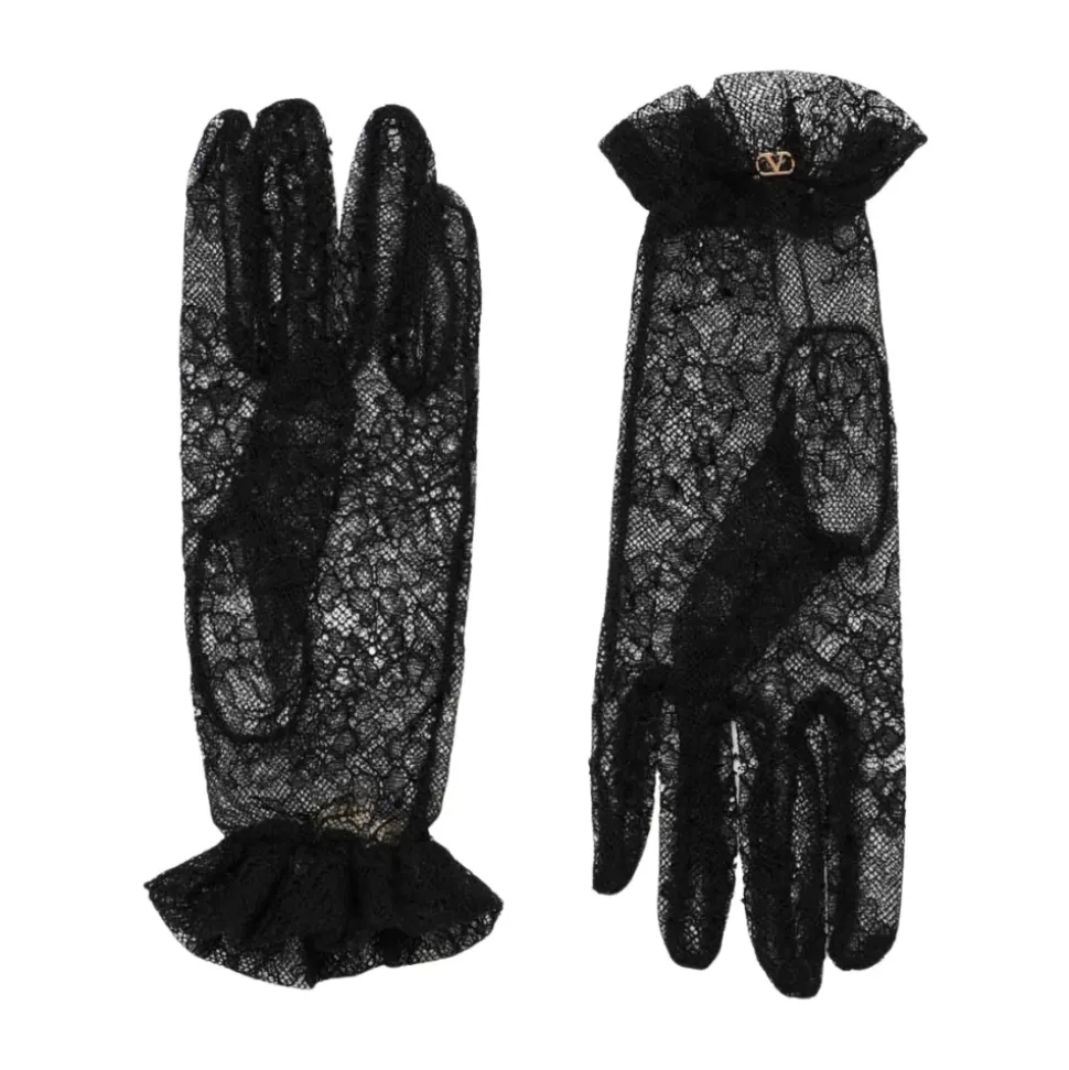Schwarze Handschuhe mit Polyamid und Viskose