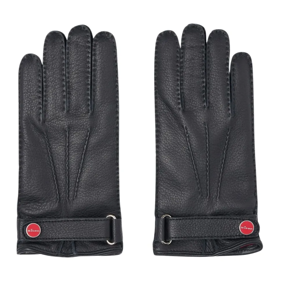 Schwarze Hirschlederhandschuhe mit Kaschmirfutter