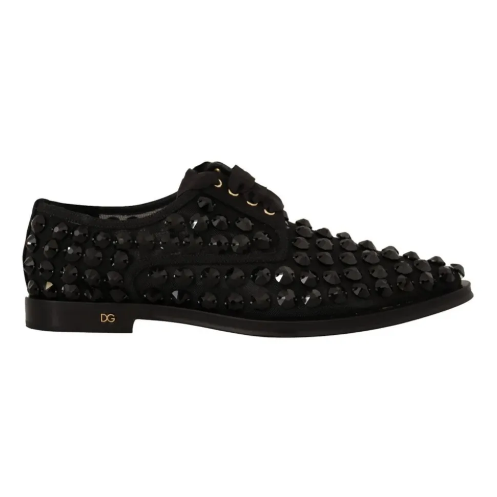 Schwarze Juwelen Schnürschuhe