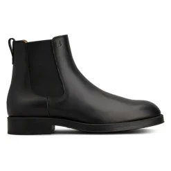 Schwarze Kalbsleder Stiefeletten Elastische Einsätze