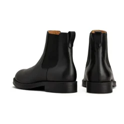 Schwarze Kalbsleder Stiefeletten Elastische Einsätze