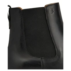 Schwarze Kalbsleder Stiefeletten Elastische Einsätze