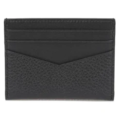 Schwarze Korn-Kalbsleder Kartenhalter Brieftasche