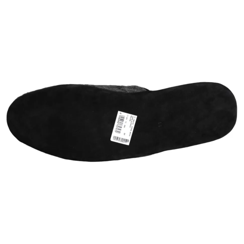 Schwarze Kunstfell Slip On Schuhe