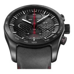 Schwarze Leder Automatik Chronograph Uhr