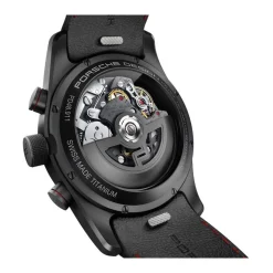 Schwarze Leder Automatik Chronograph Uhr