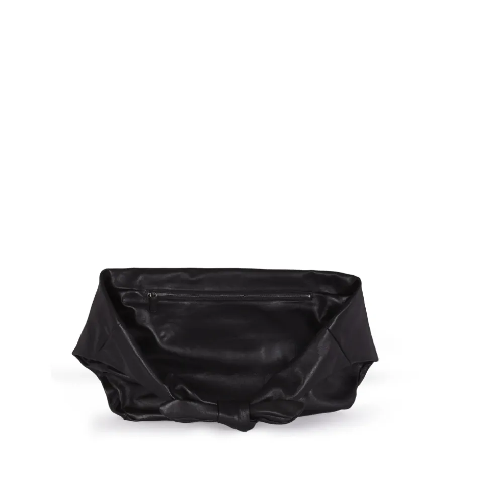 Schwarze Leder Bauchtasche