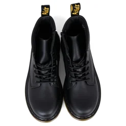 Schwarze Leder Bikerstiefel mit Gelben Nähten