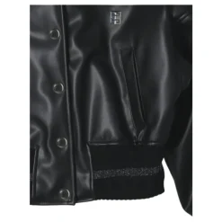Schwarze Leder Bomberjacke