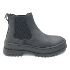 Schwarze Leder Chelsea Stiefel