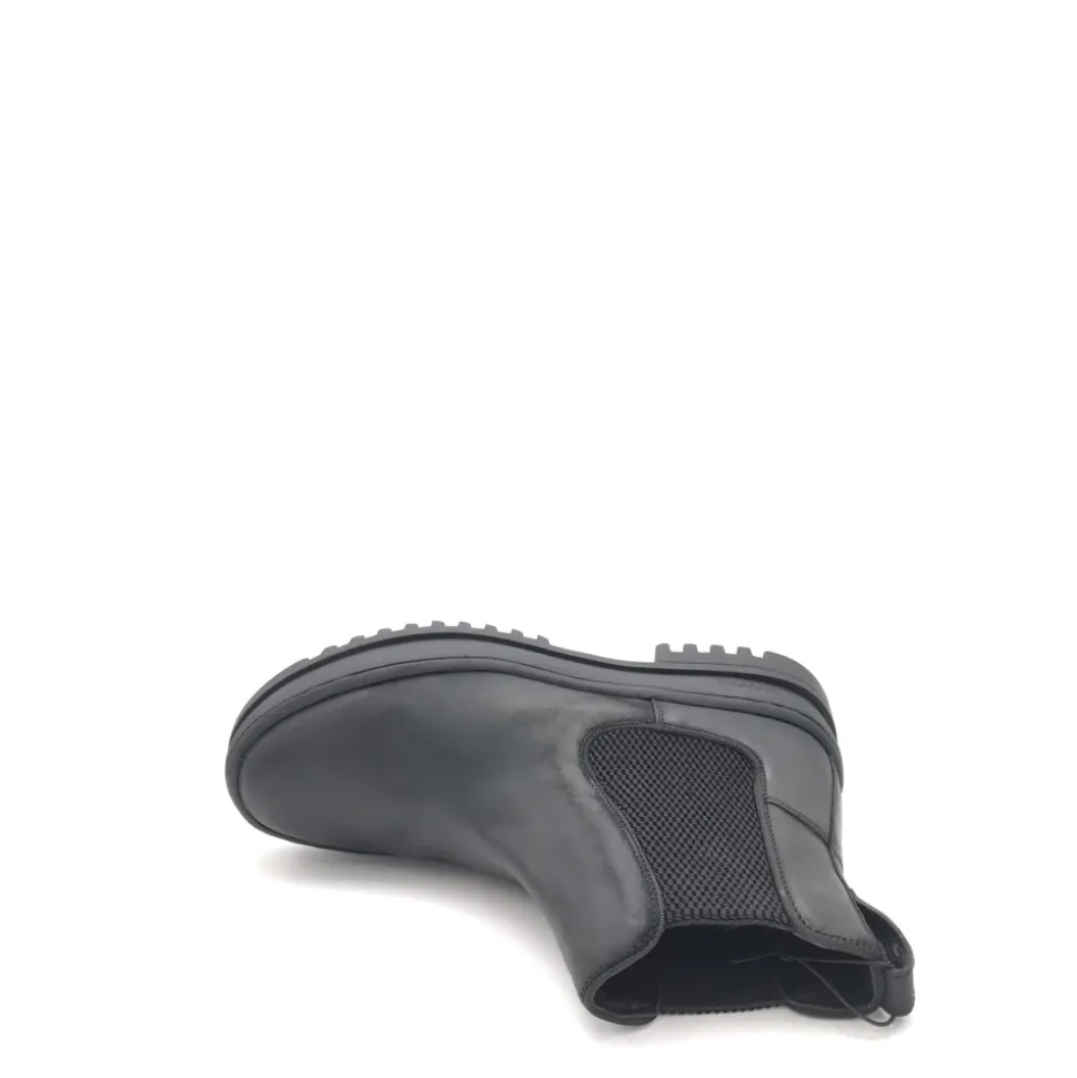Schwarze Leder Chelsea Stiefel