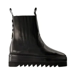 Schwarze Leder Chelsea Stiefel für Frauen