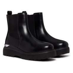 Schwarze Leder Chelsea Stiefel