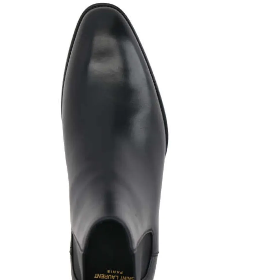 Schwarze Leder Chelsea Stiefel
