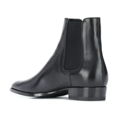 Schwarze Leder Chelsea Stiefel