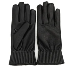 Schwarze Leder gehämmerte Handschuhe