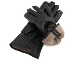 Schwarze Leder gehämmerte Handschuhe
