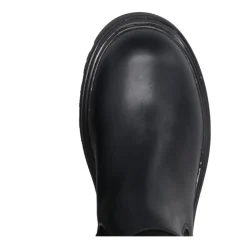 Schwarze Leder High Legging Stiefel