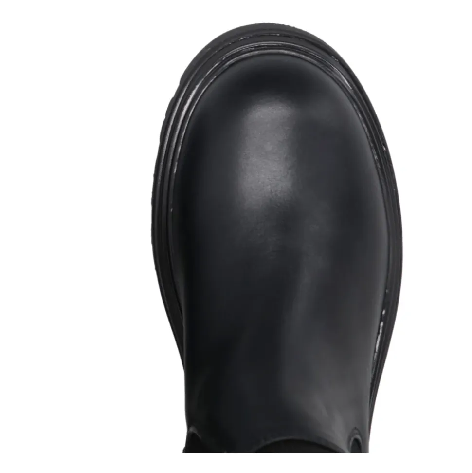 Schwarze Leder High Legging Stiefel