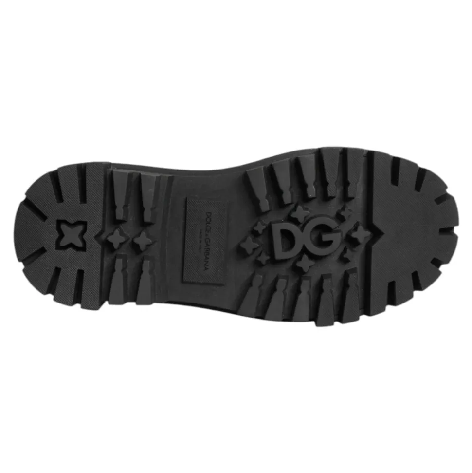 Schwarze Leder Juwelen Derby Schuhe