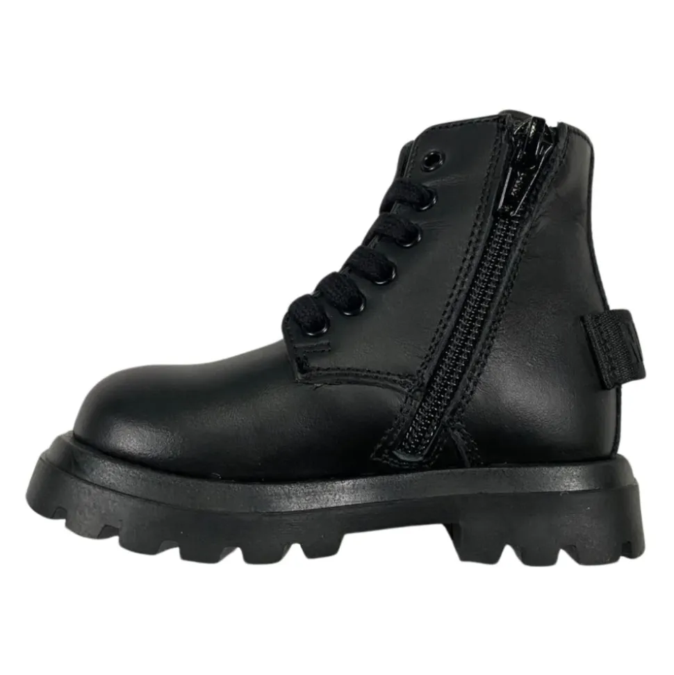 Schwarze Leder Kinder Stiefeletten